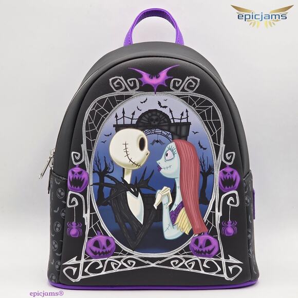 Loungefly The Nightmare Before Christmas Jack & Sally Pumpkin Frame Mini Backpac - Picture 1 of 6